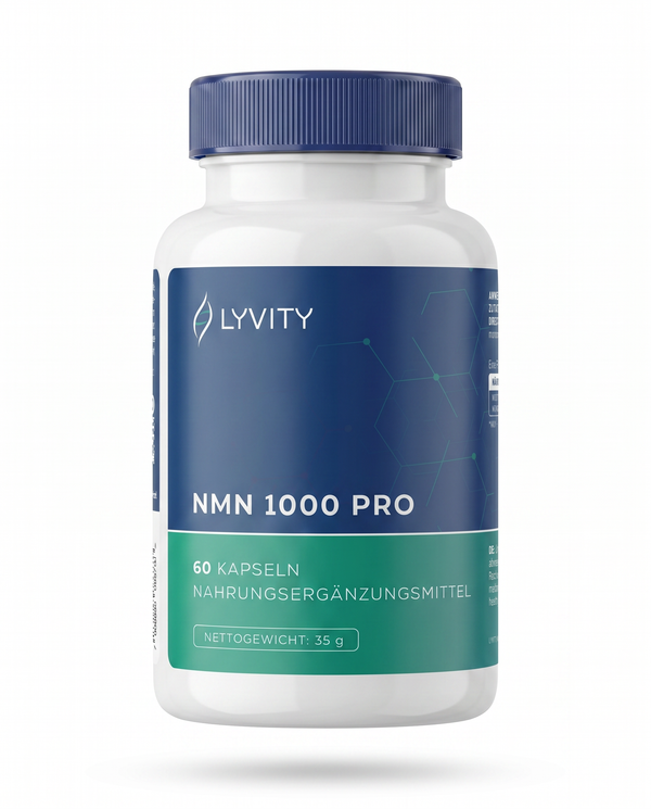 Lyvity NMN 1000 Pro Dose – Nicotinamid-Mononukleotid 1000 mg, 60 Kapseln, Premium-Nahrungsergänzung für Longevity