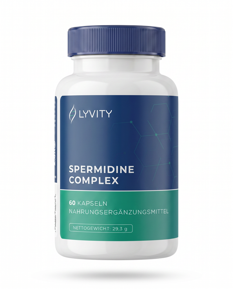 Lyvity Spermidine Complex Dose – Spermidinreicher Weizenkeimextrakt 300 mg mit Niacin (Vitamin B3), 60 Kapseln für Healthy Aging