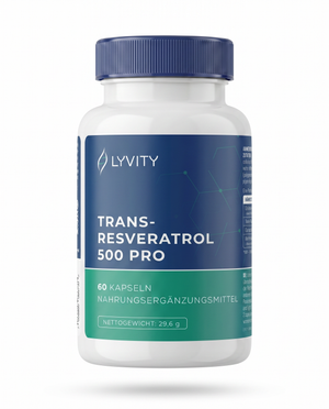 Lyvity Trans-Resveratrol 500 Pro Dose – Polyphenol-Komplex mit Grüntee-Extrakt, Quercetin und BioPerine, 60 Kapseln